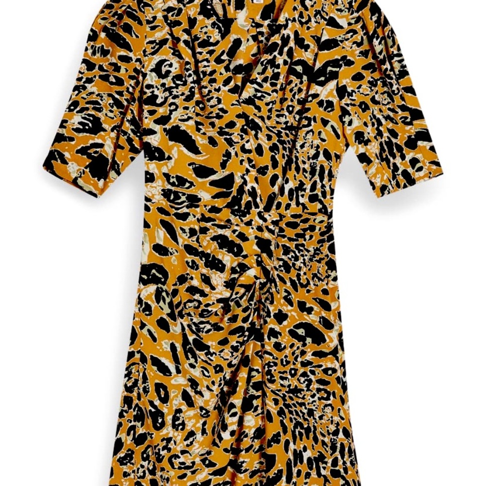 TOPSHOP LEOPARD MOCK WRAP DRESS MSRP $75